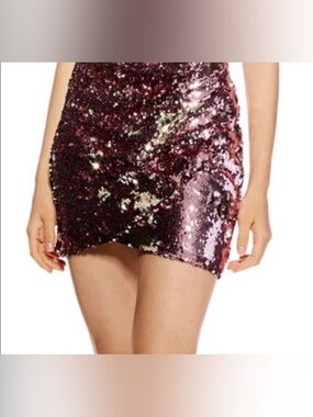 Forever 21 Rose Burgundy Sequin Mini Skirt